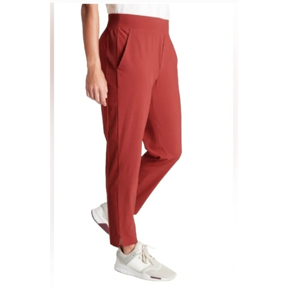 Athleta Broolyn Ankle Pants Jogger Sz 8 Cinnamon Red Elastic Waist Active Hiking